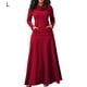 thumbnail image 1 of Vestido largo para mujer, color sólido, bolsillo, noche, fiesta, disfraz, rojo vino, L seitruly AP000721-27, 1 of 7