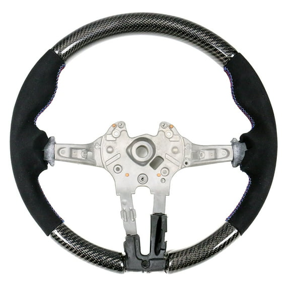 Ikon Motorsports Compatible with 15-21 BMW F80 F82 M Sport Steering Wheel CF Alcantara Cover M Stitching