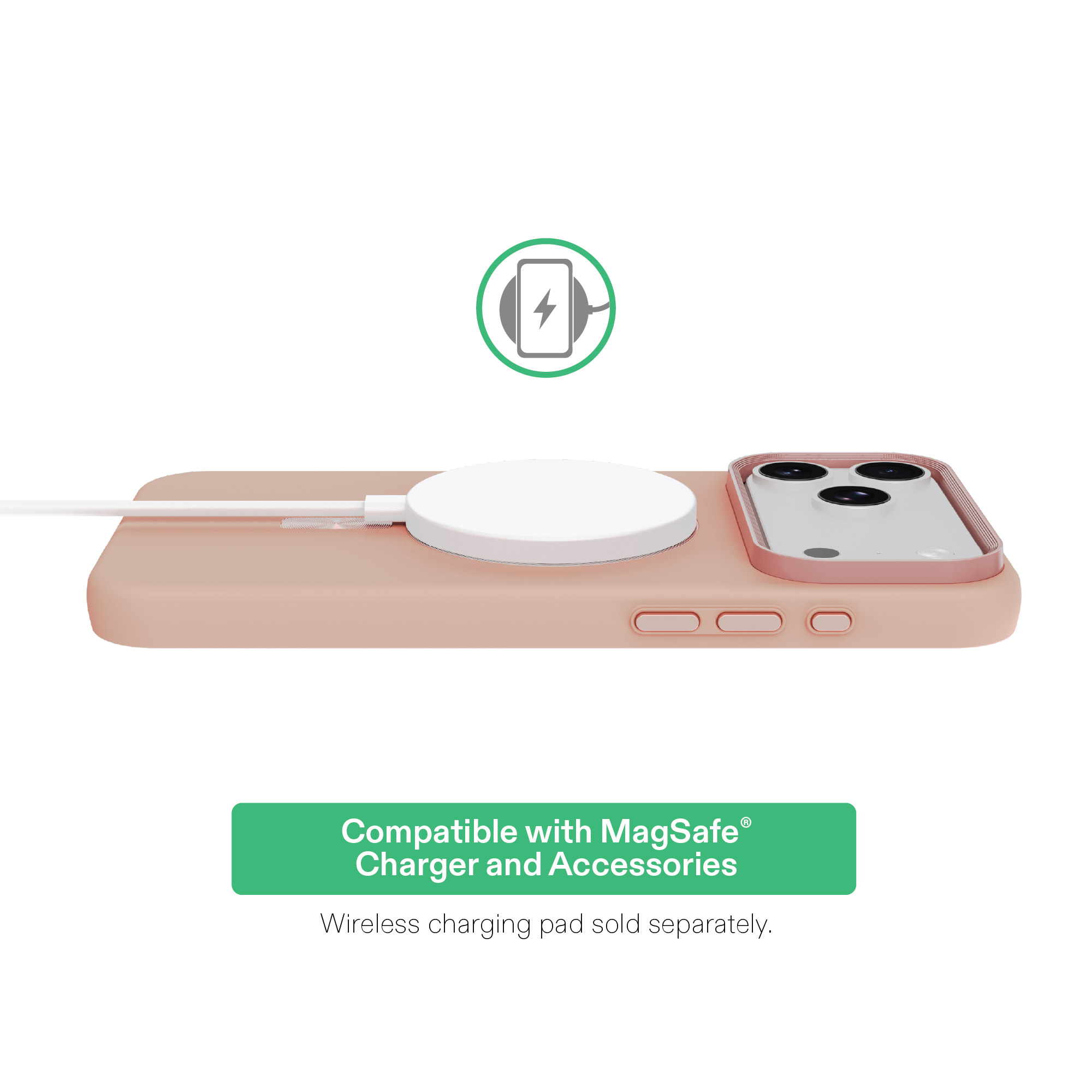 onn Soft Touch Phone Case for iPhone 18 Pro / 17 Pro, MagSafe Compatible - Blush Pink