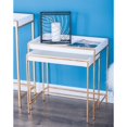 thumbnail image 3 of DecMode Contemporary Wood Rectangular Nesting Console Tables, with Gold Frame and White Tabletop Finish, Set of 2 22", 20"W, 3 of 14