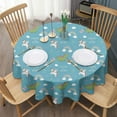 thumbnail image 3 of Blue Cartoon Dinosaur and Unicorn Rainbow Cloud Round Tablecloth 60"x60",Wrinkle Wipeable Table Cloth for Kitchen Dining Room Picnic Patio Party, 3 of 6