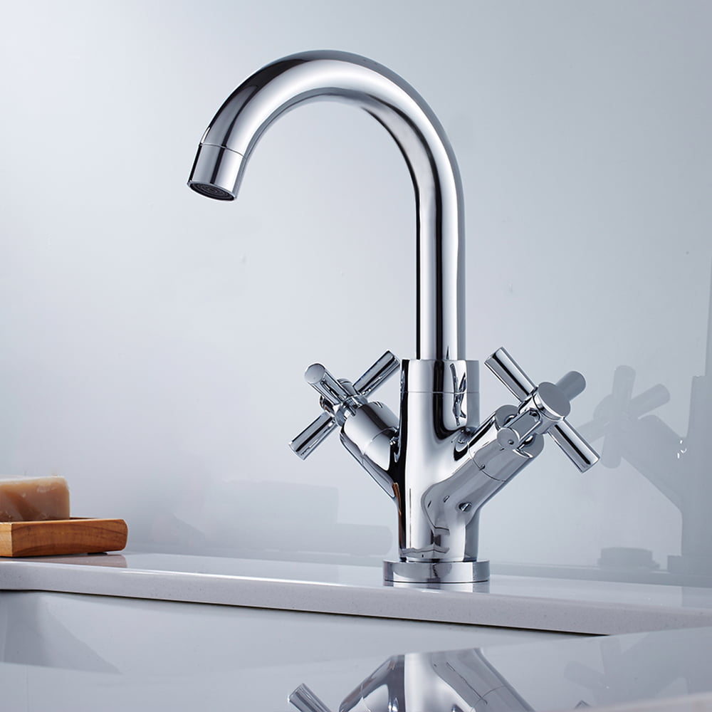 Polished Chrome Single Handle Swivel Spout Bath Basin Sink Faucet Mixer Tap 