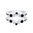 thumbnail image 1 of Round Shape Black & White Cubic Zirconia Solitaire Enhancer Guard 14K White Gold Ring Size - 10, 1 of 3