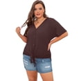 thumbnail image 4 of Cueply Womens Plus Size Tops Short Sleeve V Neck Waffle Knit Tunic Blouse Tie Front Button up T Shirts, 4 of 5