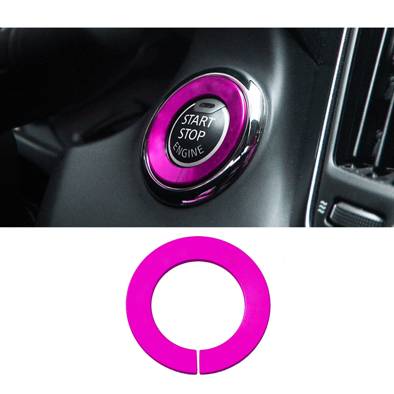 Ignition Switch Button Cover Bling Car Interior Accessories Decoration RZ-CIV 4PCS Car Engine Start Button Cover Ring Trim with 1PCS Push Start Stop Button Cover Logo