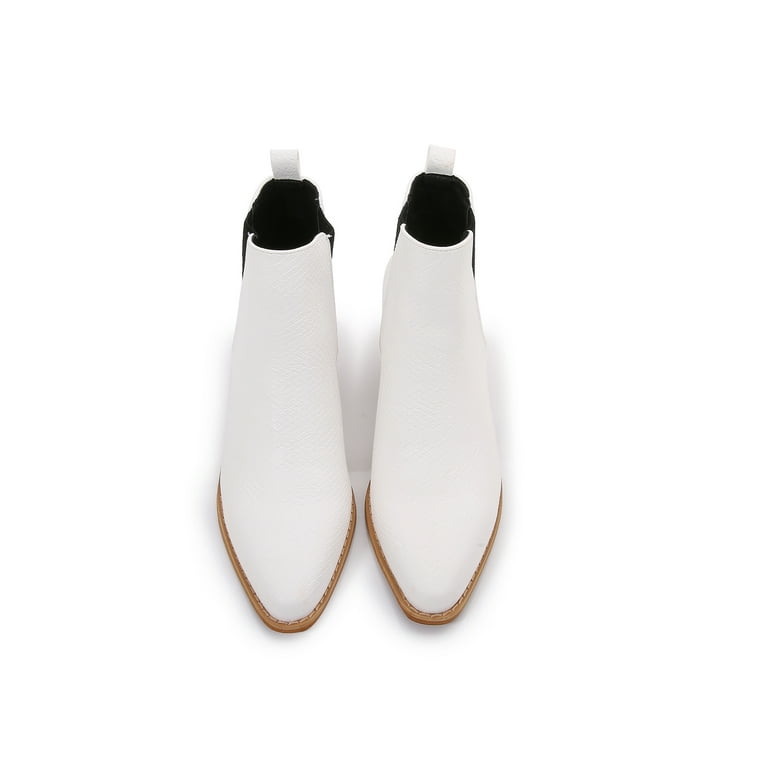 White booties outlet wooden heel