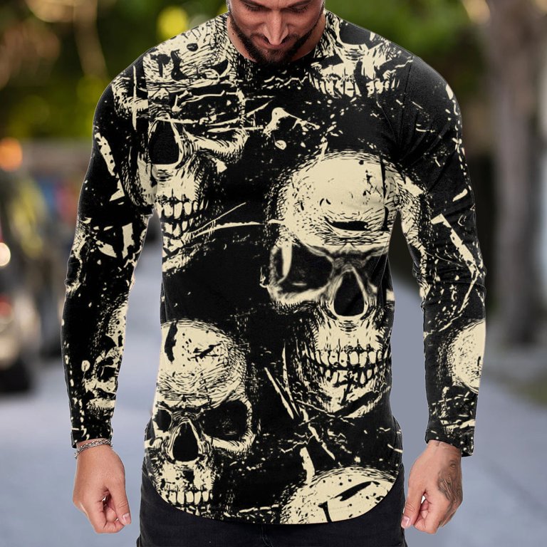 Buy Mens Halloween T-Shirt,Crew Neck Long Sleeve 3D Printed