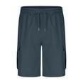 thumbnail image 6 of Tdoqot Mens Cotton Cargo Shorts- Baggy Drawstring Casual Elastic Waist Mens Shorts Navy, 6 of 6