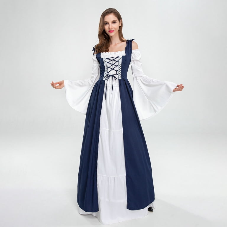 cream medieval dress Vintage Cream Medieval Dress | Long Sleeve Boho Gown | Cosplay LARP Maxi Dress For Her