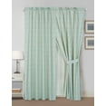 thumbnail image 2 of Chezmoi Collection 4-Piece Tranquil Floral Window Curtain Set with Sheer Backing, Soft Green White Floral Printed Microfiber, 120 inch x 84 inch, 2 of 9