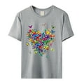 thumbnail image 5 of Women's T-shirts Women's Love Butterfly Printed Shirt Short Sleeve Round Neck T Shirt Fashion Top Lightweight Soft Casual Summer Clothing Clothes T-shirts, 5 of 5