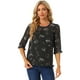 thumbnail image 1 of BluElegante Casual De GaCon Estampado Floral De Man3/4 Con Volantes PaMujer Negro XXL, 1 of 5