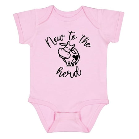 

Ink Trendz New to the Herd Cute Cow Pregnancy Announcement Baby Bodysuit One-piece Romper (Newborn Pink)