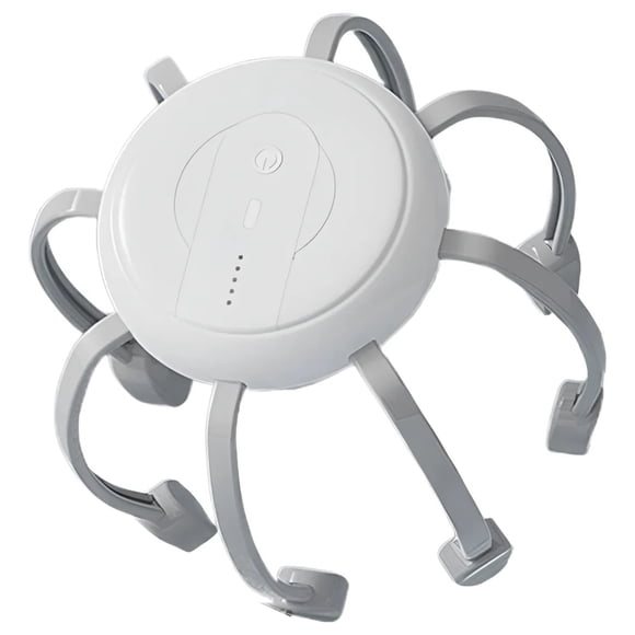 Head Massage Device with 8 Silicone-Tipped Tentacles 3 Vibration Modes and Gentle Heat Function