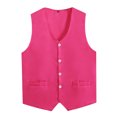 thumbnail image 4 of Jizyo Kids Boys Girls Button Volunteer Vest Color V-Neck Sleeveless Waistcoat Activities Uniform Hot Pink M/11, 4 of 5