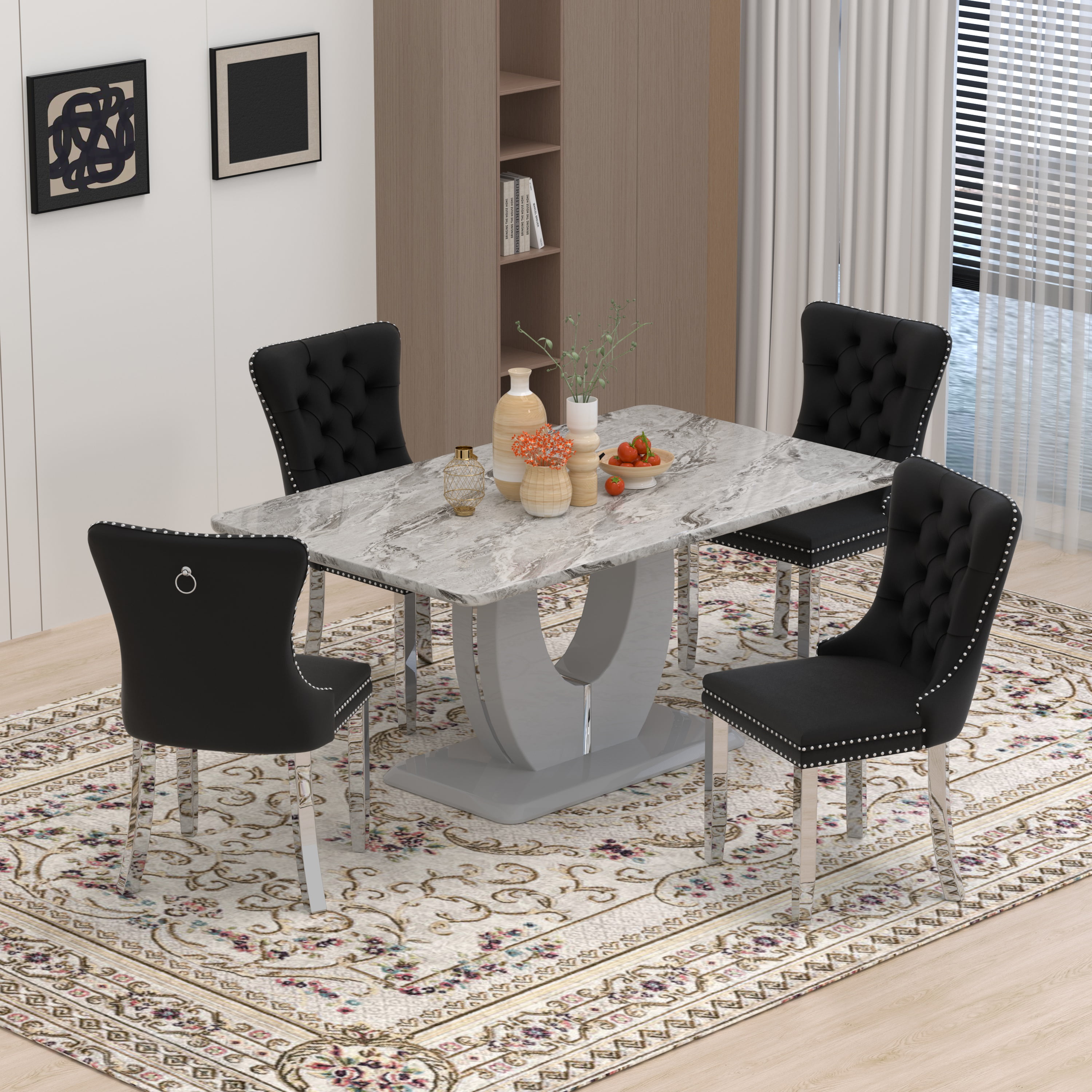 Camila 7-Piece Counter Height Dining Set with Marble Top, Indoor