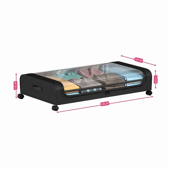 Under Bed Storage Containers with Wheels and Lid, Dust-Proof Rolling Storage Bins for Clothes, Shoes, Blankets, Toys, Household Organizers with Clear Window