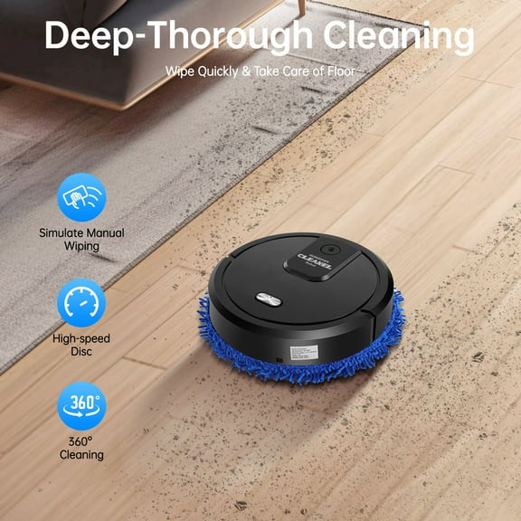 Automatic Wet and Ary Dual-purpose Mopping Machine,645.83ft² Efficient Sweeping,USB Charging, 60min Endurance,for Home/Living Room/Bedroom​,Black