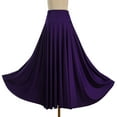thumbnail image 5 of Doomiva Women's Solid Pleated Long Maxi Skirt High Waisted Folk Stage Performance Dancwear Purple 5XL, 5 of 6