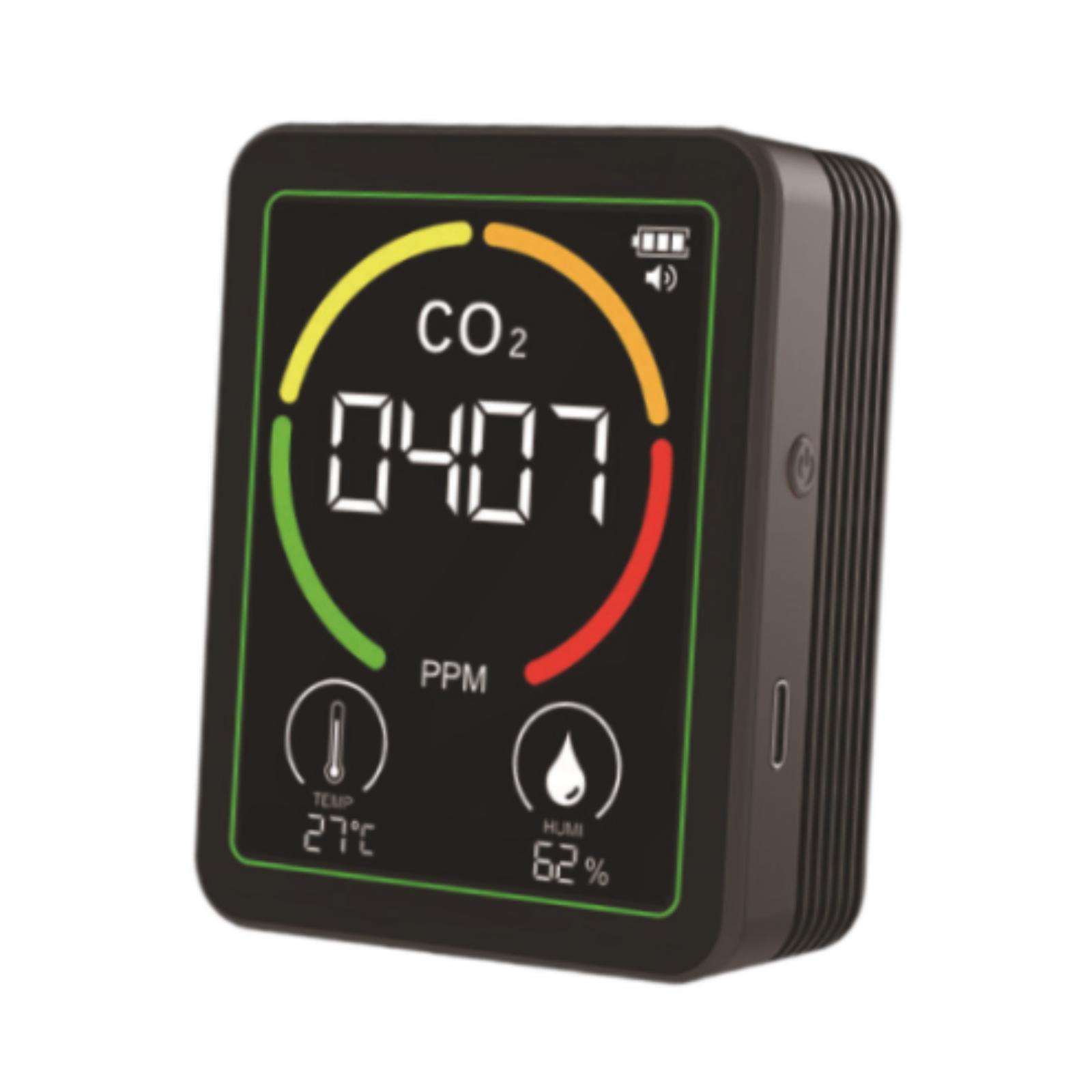 Miulika Air Quality Detector, Humidity Meter, Multifunctional Digital Air Analyzer, Real-time Display for Warehouse, Hotel, Kitchen, Garden black