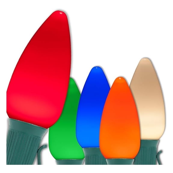 C9 Christmas Lights Outdoor 25ft - Multicolor OptiCore LED String Lights; Heavy Duty Green Wire - Steady, Durable, Connectable