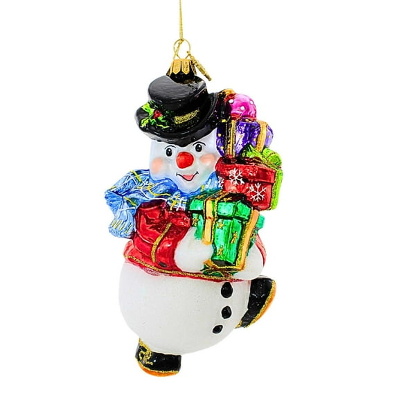 Huras Family 6.50In Jolly Snow Fella, Glass, Christmas Snowman Ornament Hf980