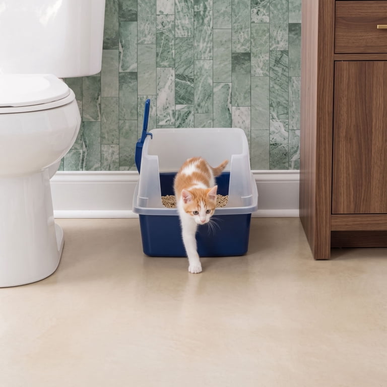 IRIS Mini Open Top Cat Litter Box with Scoop, Navy photo 4