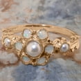 thumbnail image 5 of LBG British Made 10k Rose Gold Womens Ring Cultured Pearl & Opal Anniversary Ring - 33 size options - Size 7.5, 5 of 7