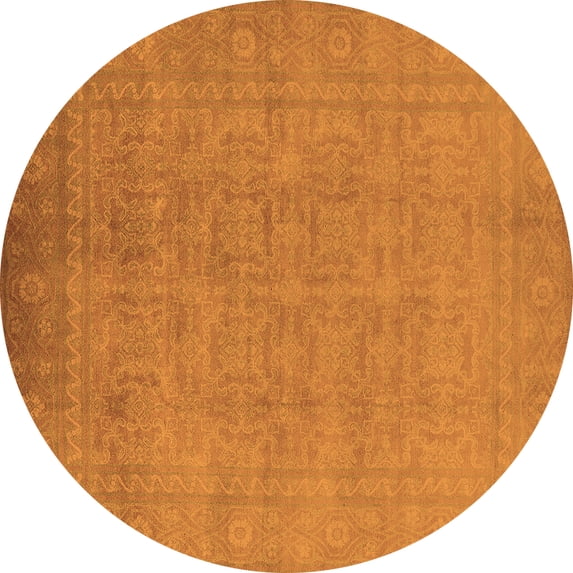 Ahgly Company Indoor Round Oriental Orange Traditional Area Rugs, 7' Round