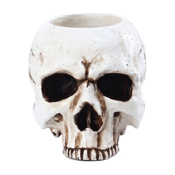 Gothic Halloween Decor Spooky Halloween Decorations 3.5 X 3 Inch White Skull Halloween Candle Holder Tea Light Candle Holder for Home Party Indoor Display 1 Pack
