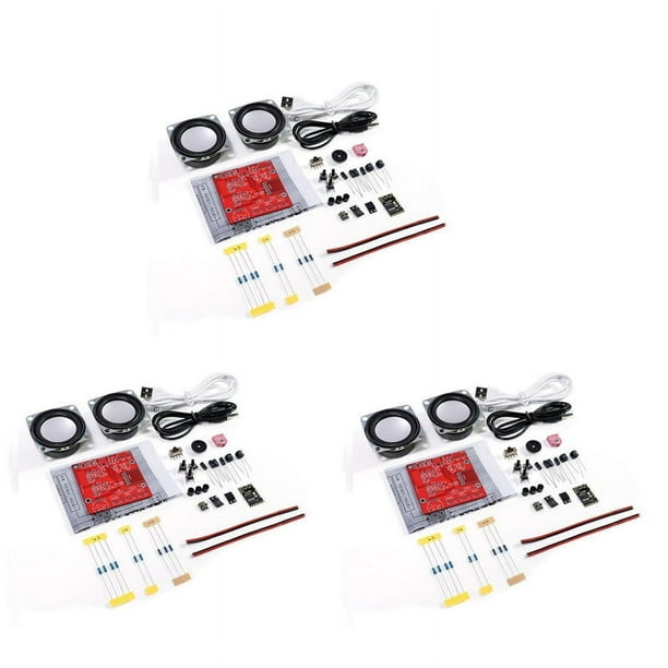 3X Kit de Altavoz Bluetooth DIY, Miniamplificador de Sonido Estéreo Doméstico USB, Kits Electrónicos DIY para Práctica de Soldadura Sin Carcasa