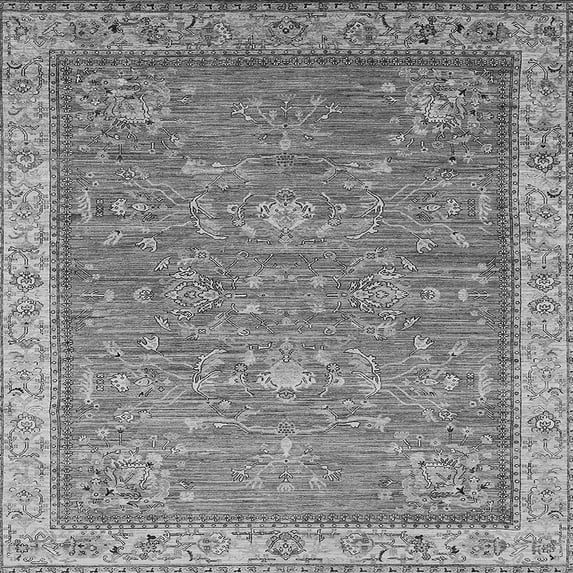 Ahgly Company Indoor Square Oriental Gray Industrial Area Rugs, 5' Square