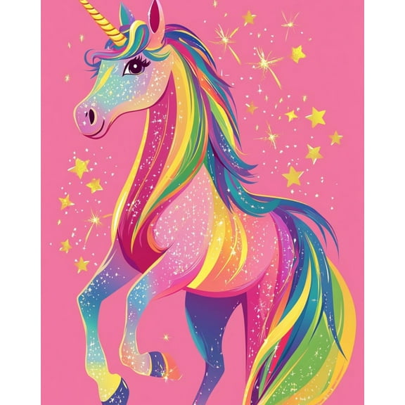 Paint by Numbers for Adults Kids Beginner Rainbow Sparkling Unicorn DIY Acrylic Painting by Numbers Kits with Brushes Acrylic Pigment Home Decoration Gifts 16 x 20 inch