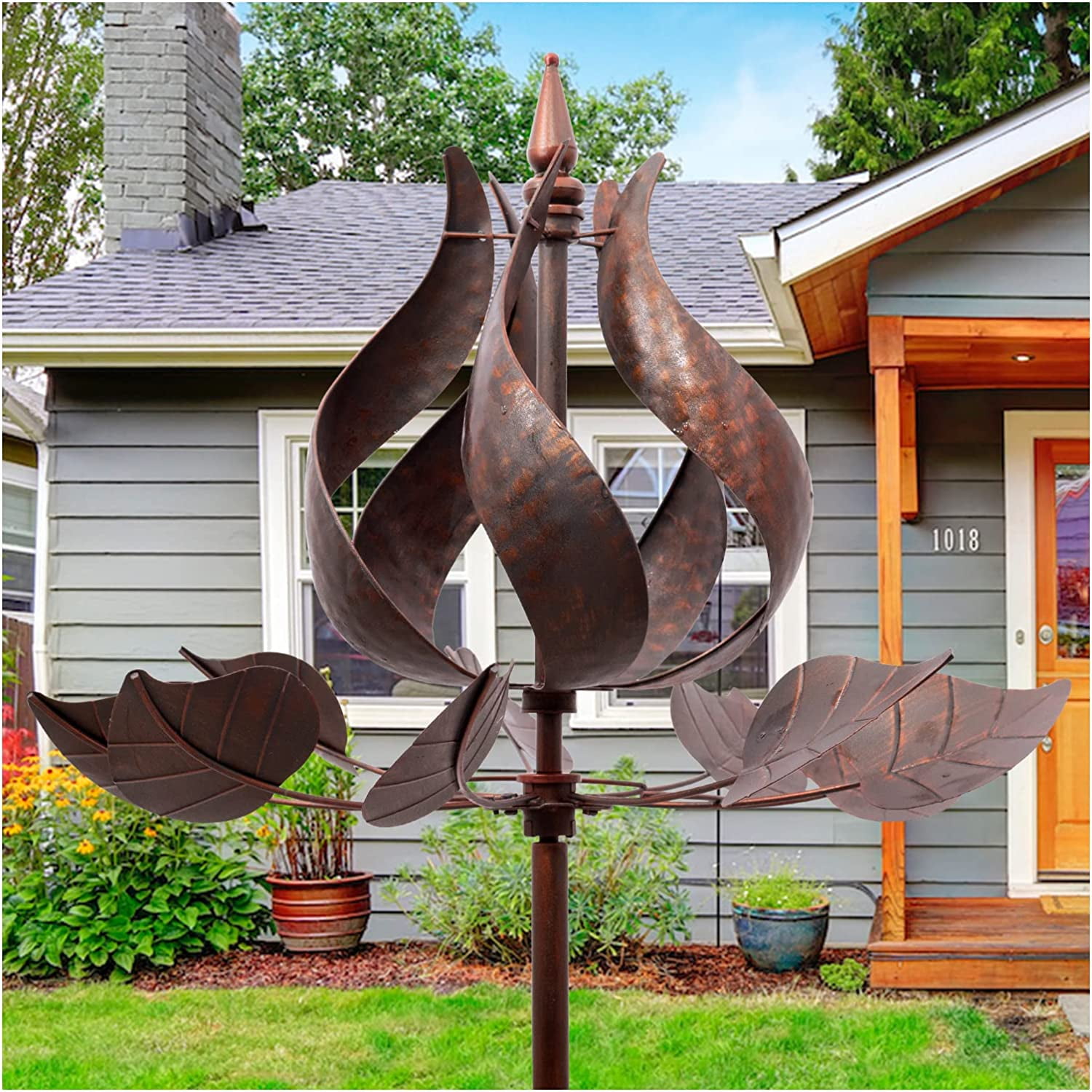 Cyan Oasis Yard Garden Wind Spinners (24" W x 73" H)