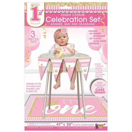 1st Birthday Pink High Chair Set