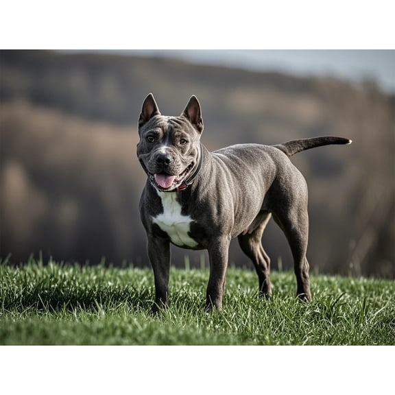 Blue Staffordshire Bull Terrier 5D Diamond Painting DIY Kits Diamond Art Full Round Drill Rhinestones by Number Embroidery Arts and Crafts for Living Room Home Wall Decor 12x16 inch / 30x40cm