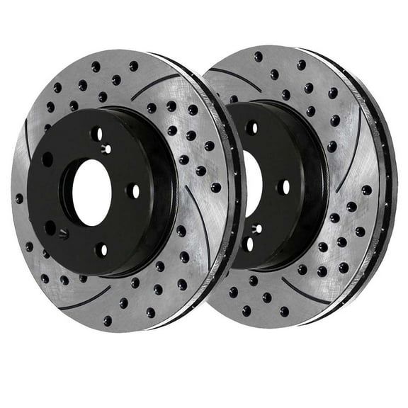 AutoShack 11.1" (282 mm) Front Vented Drilled & Slotted Brake Rotors E-Coated | Replacement for 1997-2001 Honda CR-V 1991-1995 Acura Legend 1997-2001 Honda Prelude | 2-PC Set | ShadowGuard
