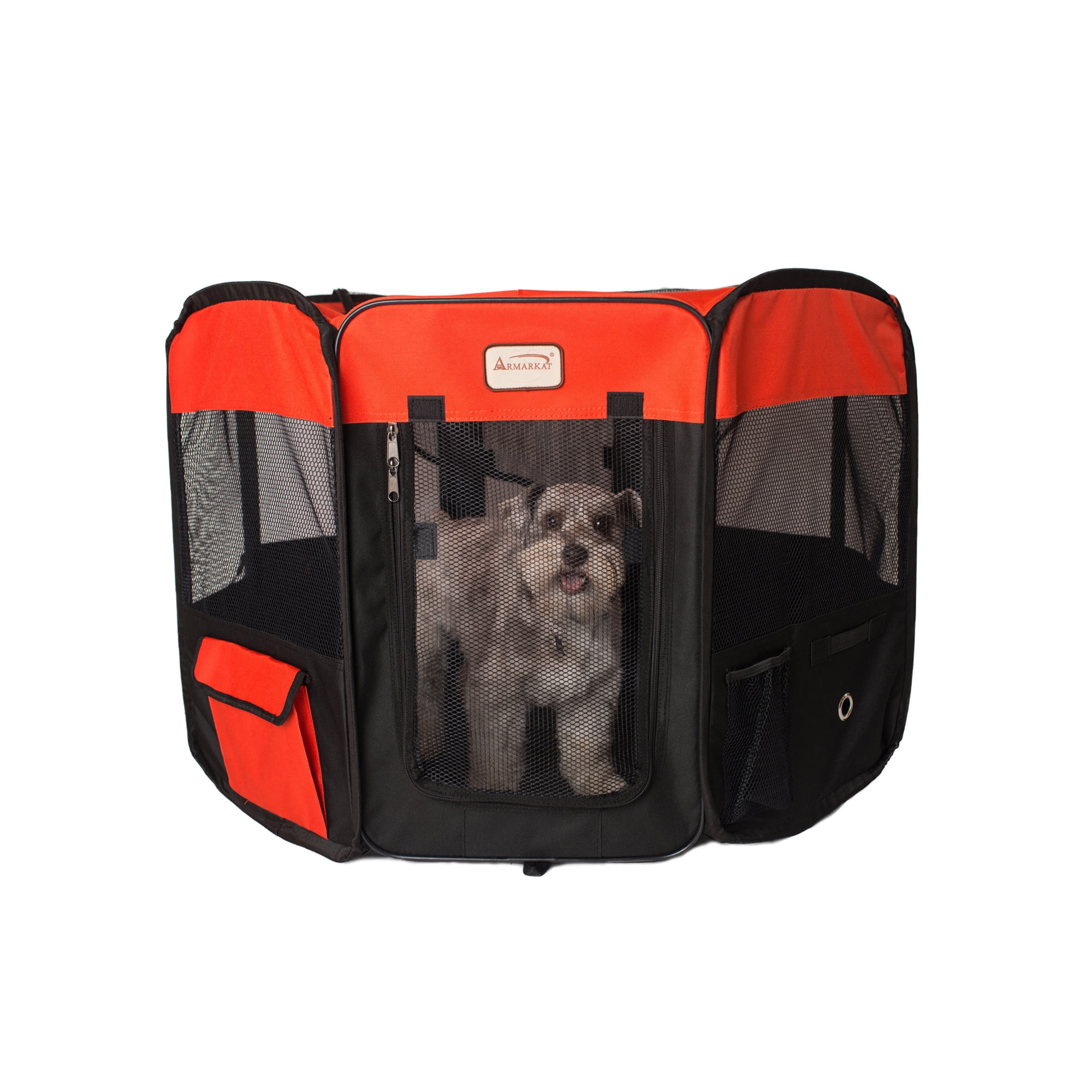 Armarkat Model PP002R-M Portable Pet Playpen in Black and Red Combo