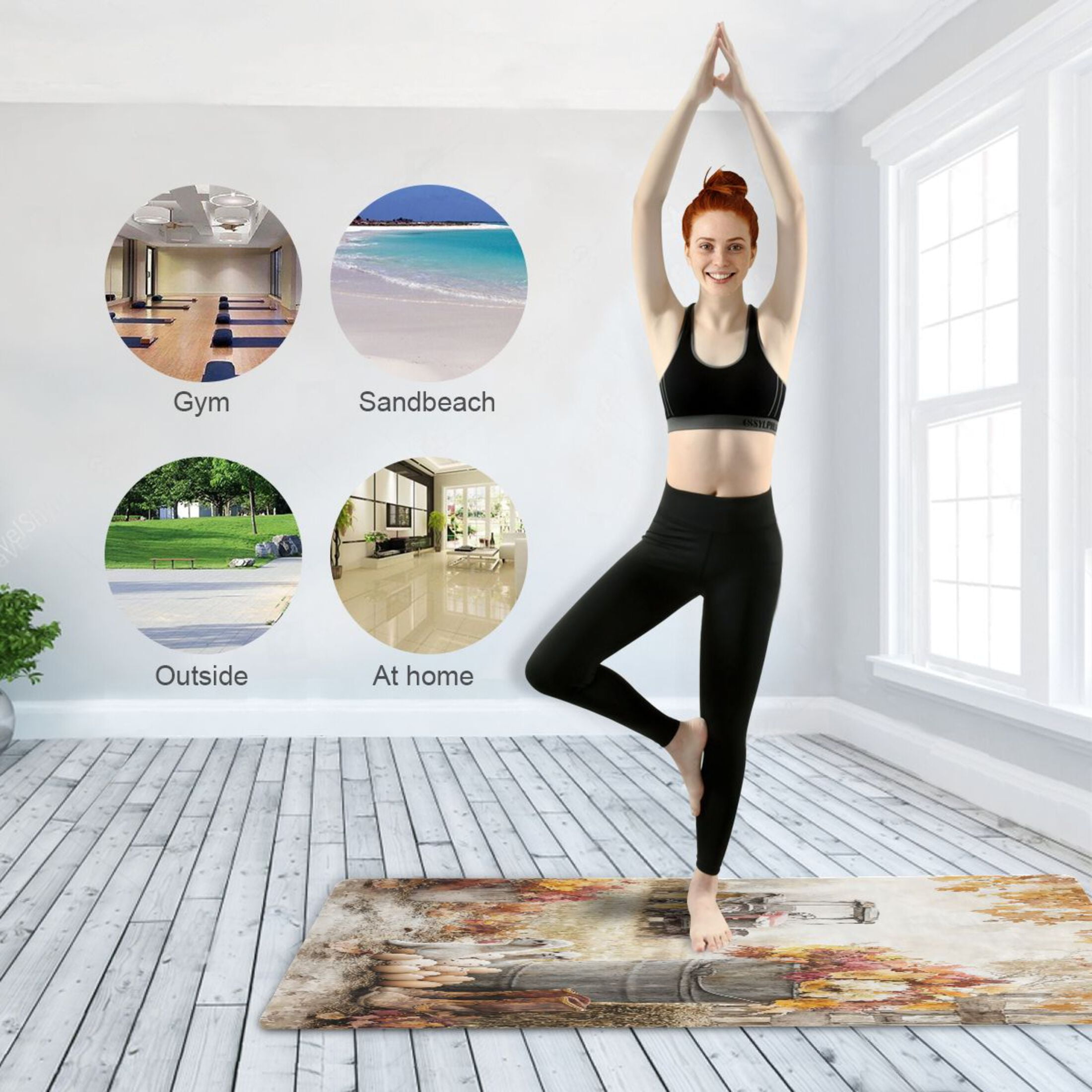 BZSMCE Yoga Mat Women Autumn Scene with Goats Eggs Fitness Mat
