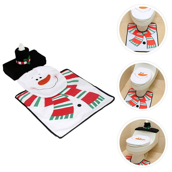 ELAYARD Snowman Christmas Bathroom Decor Set with Non- Rug, Assorted Colors, 1 Set