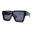 thumbnail image 3 of Mens Futuristic Robotic Squared Shield Mod Plastic Sunglasses All Black, 3 of 4