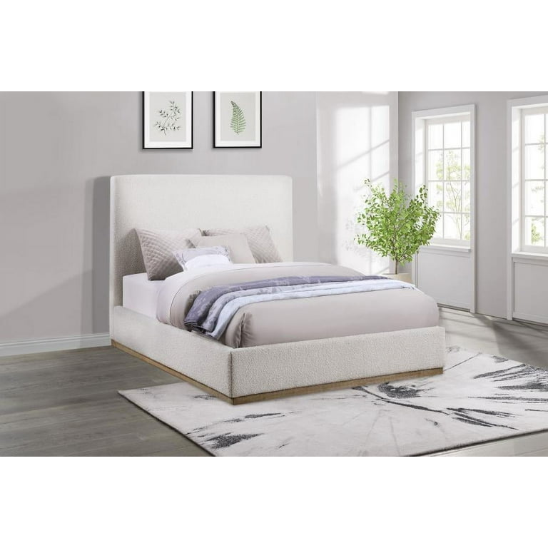 Knox Upholstered Eastern King Platform Bed Cream - Walmart.com
