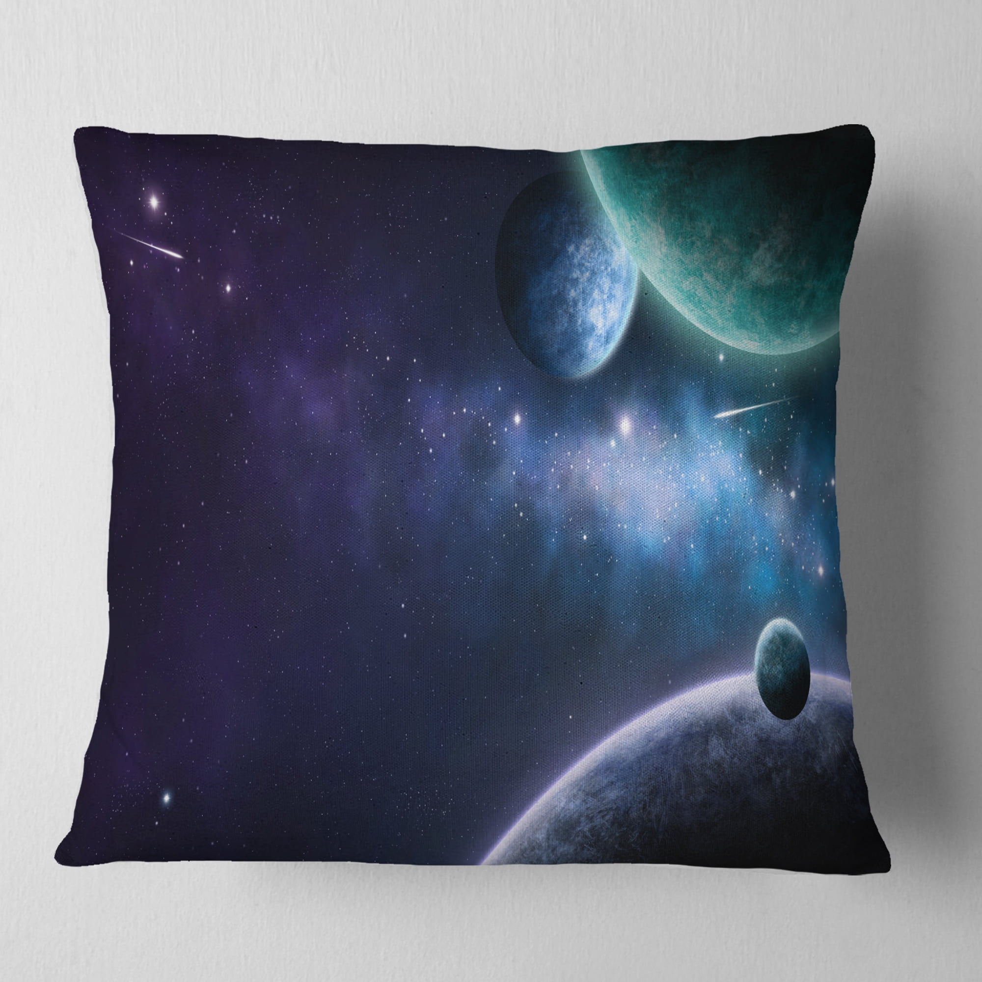 Designart Blue and Purple Nebula - Contemporary Throw Pillow - 16x16