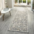 thumbnail image 7 of Laddha Home Designs 2.5' x 7.75' Damask Bordered Area Throw Rug Runner - Blue and Beige, 7 of 7