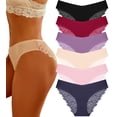 thumbnail image 1 of Ropa interior FINETOO, sexy, sedoso, de encaje sin costuras, paquete de 6, para mujer, 1 of 5