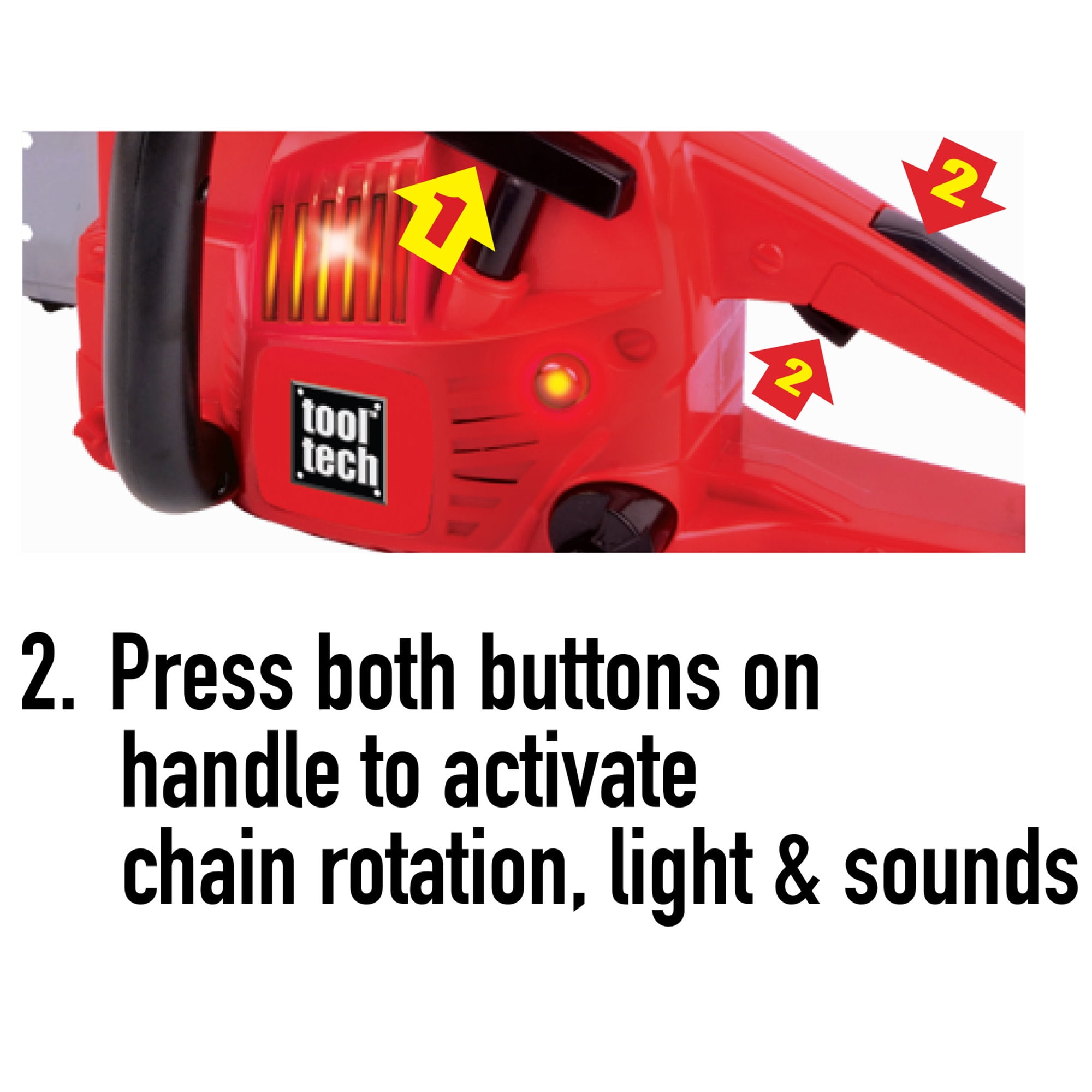 Red Box: Tool Tech: Toy Powerized Chain Saw & Goggles - Lights & Sounds, Realistic Vibrating Motion, Yard Work & Outdoor Pretend Play, Kids 3+