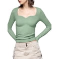 thumbnail image 2 of KelaJuan Women T-shirt, Long Sleeve Solid Color Slim Fit Ladies Fall Tops Streetwear for Casual Daily, 2 of 6