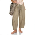 thumbnail image 2 of Lenpel Cotton Linen Cropped Pants for Women High Waist Wide Leg Ankle Trousers Summer Fall Casual Baggy Outfits with Pockets, 2 of 7