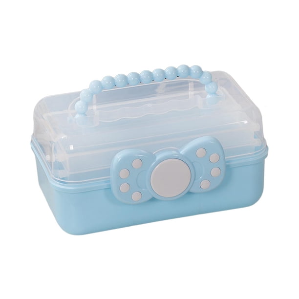 Caja de almacenamiento de accesorios para el cabello para niña, joyero de tocador, contenedor organizador de joyas con cerradura para pulseras, pinzas , azul Soledad Estuche de almacenamiento para lazos para el cabello