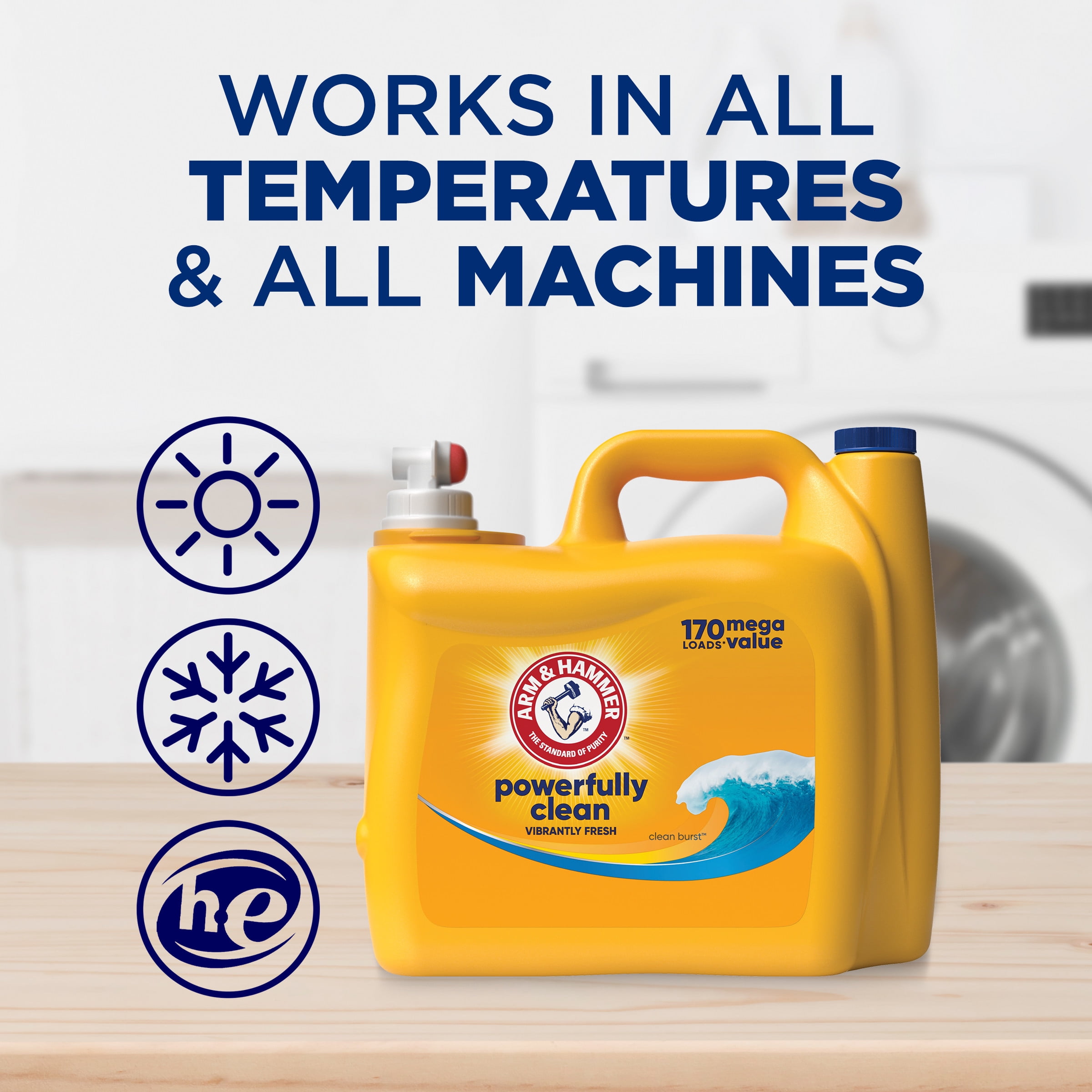 ARM & HAMMER Liquid Laundry Detergent Soap, Clean Burst Fresh, 140 fl oz, 140 Loads